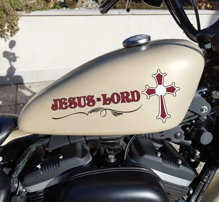 personalized jesus is lord christian cross motorcycle gas tank decal ...