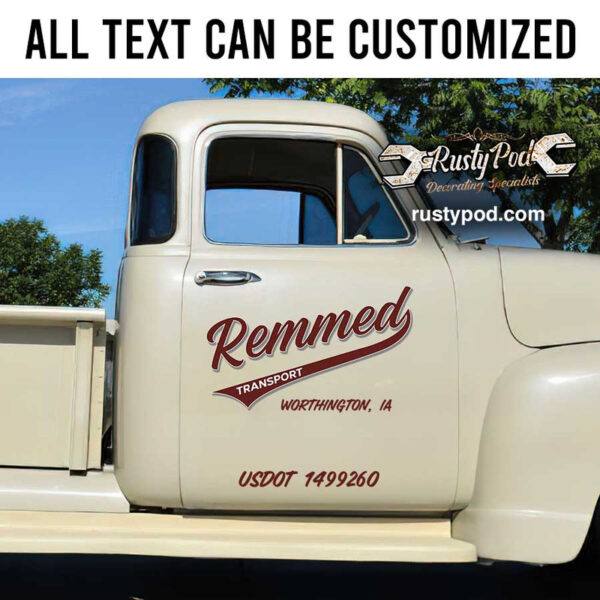 personalized truck graphix vintage lettering transport company sign us dot lettering sticker 13014