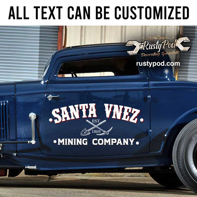 personalized mining company door sign shop truck sign hot rod car lettering vintage truck lettering sticker 13037