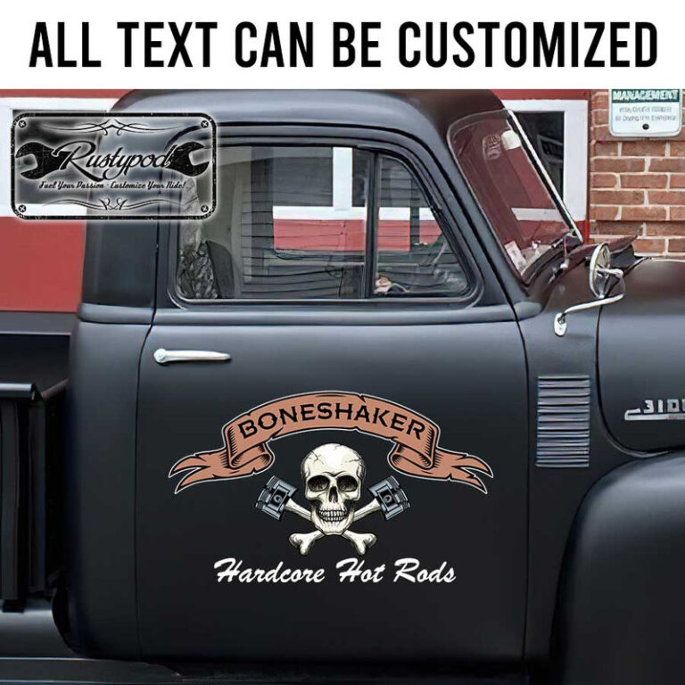 personalized skull lettering rat rod door art hot rod door sign vehicle ...