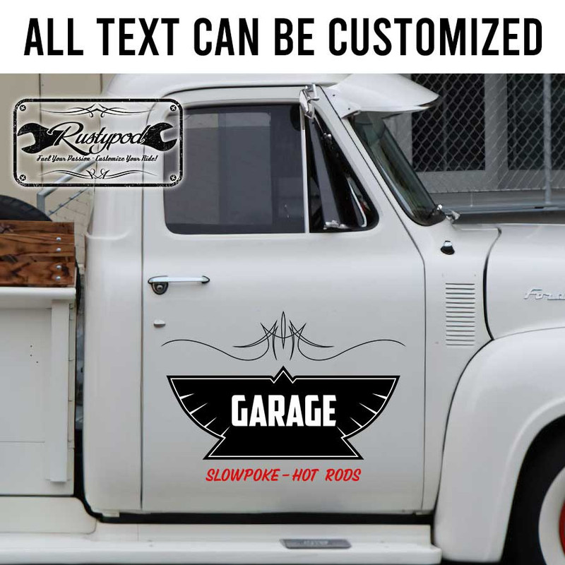personalized pinstriping lettering speed shop door art rat rod lettering door sign sticker 13209