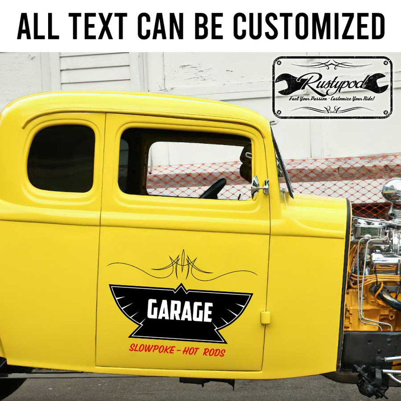 personalized pinstriping lettering speed shop door art rat rod lettering door sign sticker 13209 - Image 2