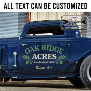 personalized oak ridge farm agriculture lettering tractor lettering sticker 13241