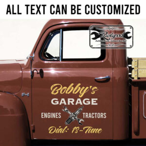 personalized wrench and spark plug garage lettering repair shop door sign shop truck door art sticker 13244