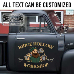 personalized old man workshop door sign garage lettering sign shop truck door art sticker 13247