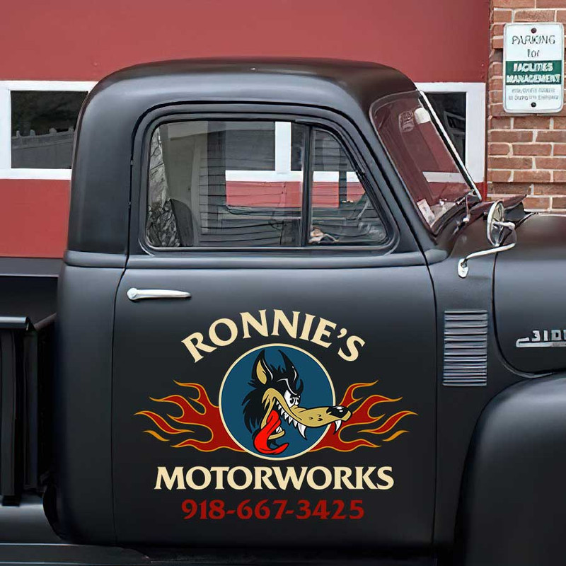 personalized lonewolf garage lettering shop truck door art kustom kulture lettering sticker 13253 - Image 3