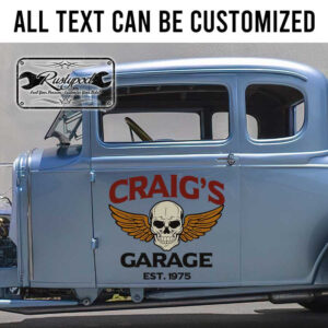 personalized skull and wing shop truck lettering hot rod lettering car lettering sticker 13255