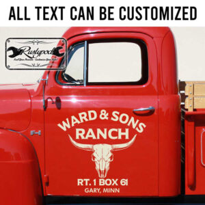 personalized long horn farm lettering vehicle lettering truck door art sticker 13257