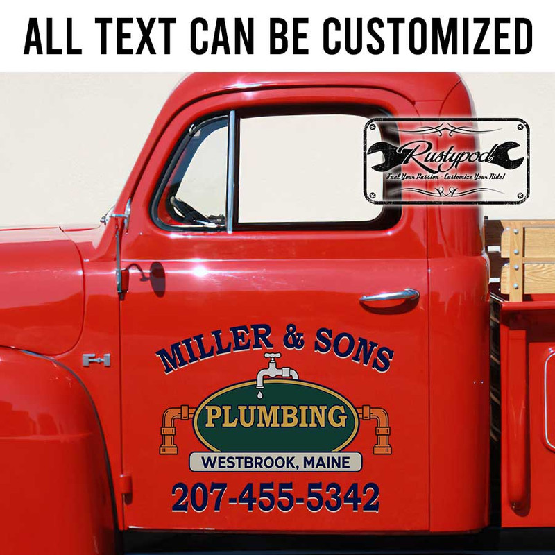 personalized plumbing company door sign vehicle lettering car lettering sticker 13262