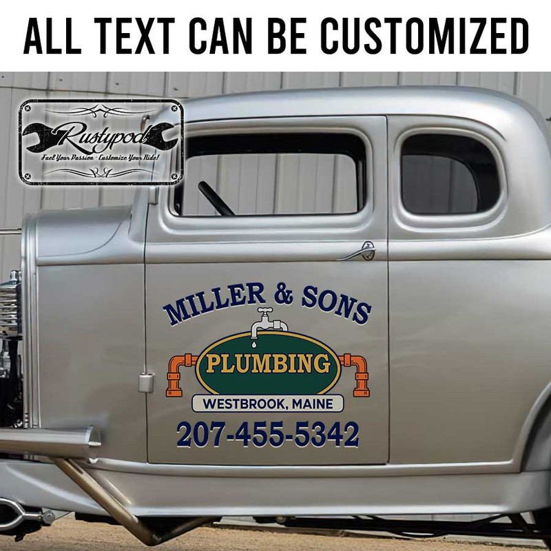 personalized plumbing company door sign vehicle lettering car lettering sticker 13262 - Image 2