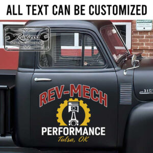 personalized piston and gearhead lettering performance hot rod lettering rat rod door art racing car lettering sticker 13285