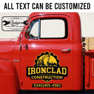 personalized construction company door sign heavy equiment lettering sign sticker 13287