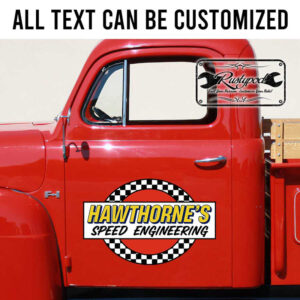 personalized checkered flag car racing car door sign sticker 13294