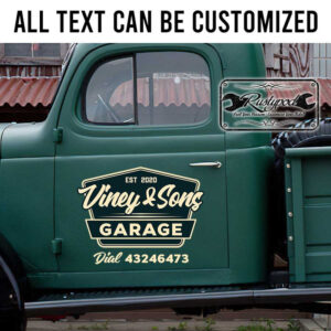 personalized hot rod garage lettering shop truck door art truck graphics speed shop sign sticker 13295