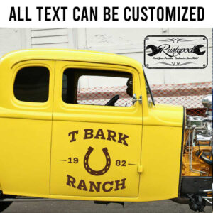 personalized horseshoe farm lettering farm truck door sign tractor lettering hand paint sticker 13298