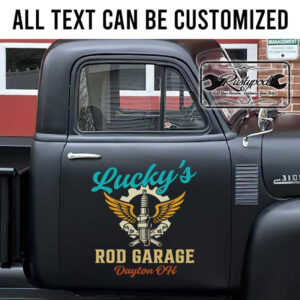 personalized gearhead and spark plug lettering wrenchs lettering sign hot rod garage sign sticker 13302