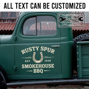 personalized bbq smoke house lettering horseshoe lettering farm house lettering ranch sign sticker 13310