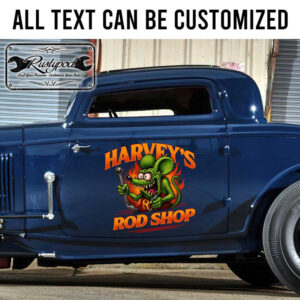 personalized rat fink lettering rod shop door sign rat rod lettering kustom kulture sticker 13313
