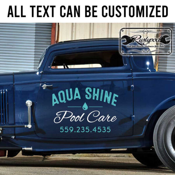 personalized pool car lettering sign company door sign vehicle lettering sticker 13316 - Image 2