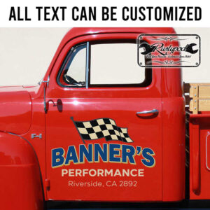 personalized racing car door art hot rod garage sign performance lettering checkered flag lettering sticker 13320
