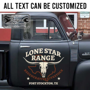 personalized long horn farm sign texas ranch lettering livestock farm sign sticker 13329