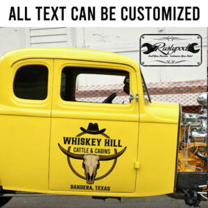 personalized cattle and cabins lettering sign long horn sign farm sign ranch lettering sticker 13330