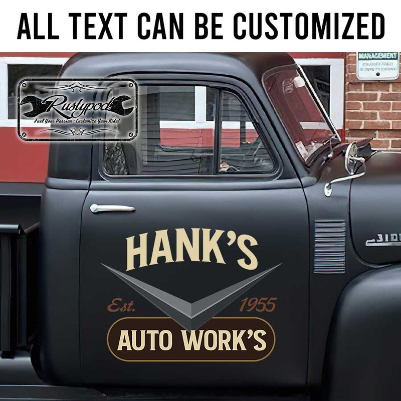 personalized hot rod garage lettering shop truck door art truck graphics speed shop sign sticker 13332