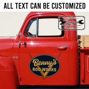 personalized hot rod lettering rod work sign rat rod door art shop truck lettering kustom kulture sticker 13336