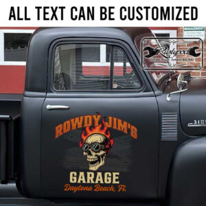 personalized skull and fire lettering racing car lettering hot rod door sign car hood d?cor sticker 13337
