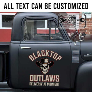 personalized skull outlaw garage shop truck door art kustom kulture sticker 13339