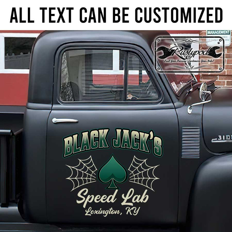 personalized ace and pinstriping lettering hot rod garage sign rat rod door art sticker 13348 - Image 2