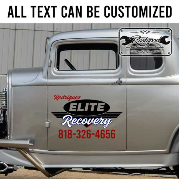 personalized recovery service garage lettering door sign company lettering towing truck company sign sticker 13351 - Image 2