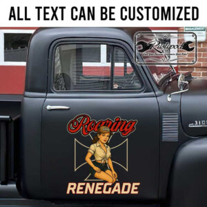 personalized iron crossing and pin up girl lettering garage lettering sticker 13354