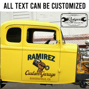 personalized custom garage lettering piston lettering shop truck door art sticker 13362