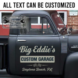 personalized checkred flag lettering garage speed shop sign hot rod lettering sticker 13370