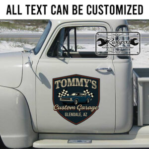 personalized custom garage lettering checkered flag sign speed shop sign muscle car garage sticker 13372