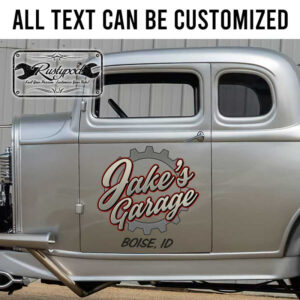 personalized gear head lettering garage door sign shop truck door art sticker 13373