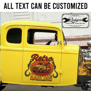 personalized towing truck lettering retro hauling shop truck door art sticker 13376