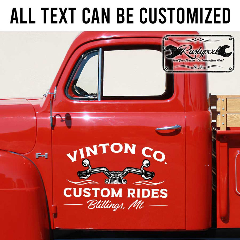 personalized custom rides motorcycle lettering door sign sticker 13379 - Image 2