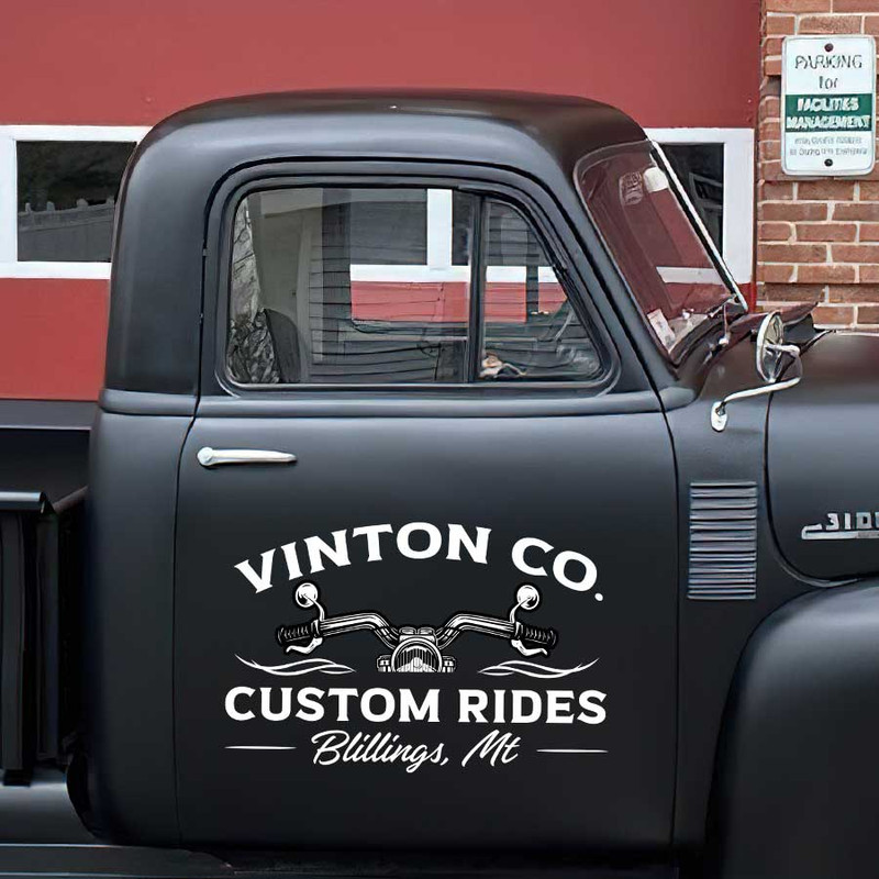 personalized custom rides motorcycle lettering door sign sticker 13379 - Image 3