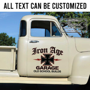 personalized iron cross lettering door sign old school lettering hot rod lettering sticker 13381