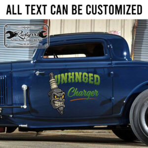 personalized spark plug lettering kustom kulture old school lettering sticker 13386