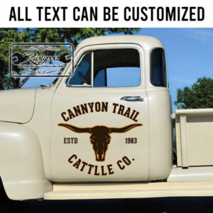 personalized long horn farm lettering cattle company door sign sticker 13393