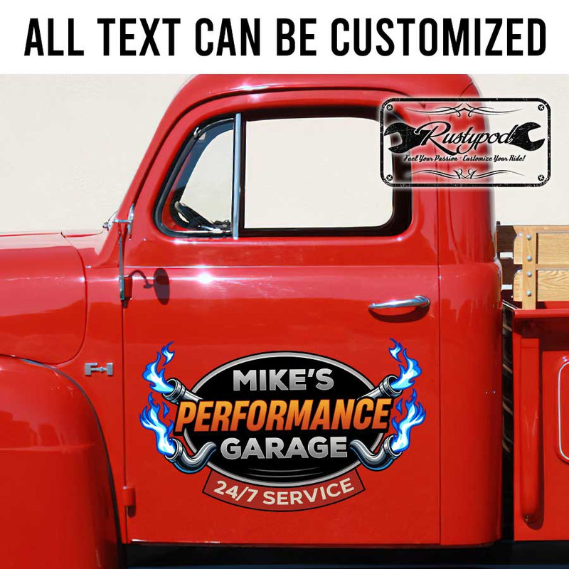 personalized exhaust pipe garage sign hot rod lettering racing car sign sticker 13394 - Image 2