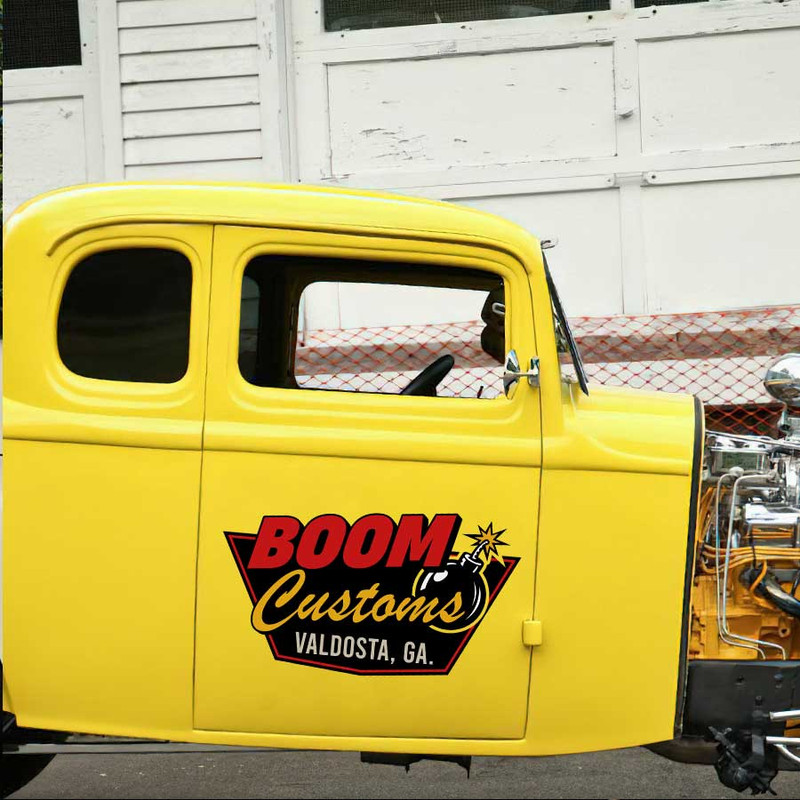 personalized boom customs garage sign hot rod lettering rat rod door sign sticker 13399 - Image 3