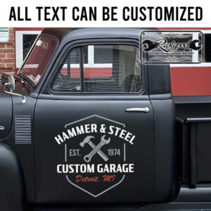 personalized garage sign hammer and wrench shop truck door art sticker 13402