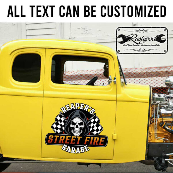 personalized reaper chered flag street fire sticker 13403 - Image 2