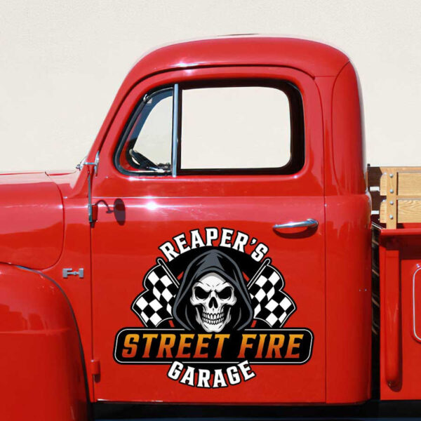 personalized reaper chered flag street fire sticker 13403 - Image 3