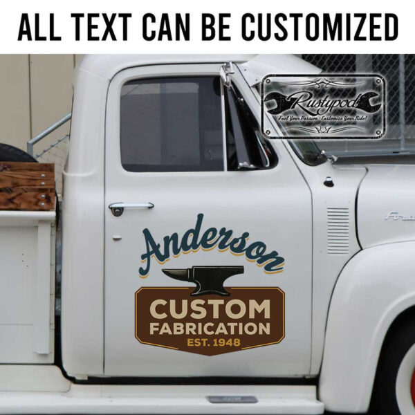 personalized custom fabrication lettering blacksmith ironwork company sign sticker 13406