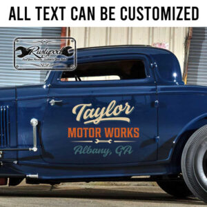 personalized motor work lettering sign vehicle lettering old school lettering sticker 13408